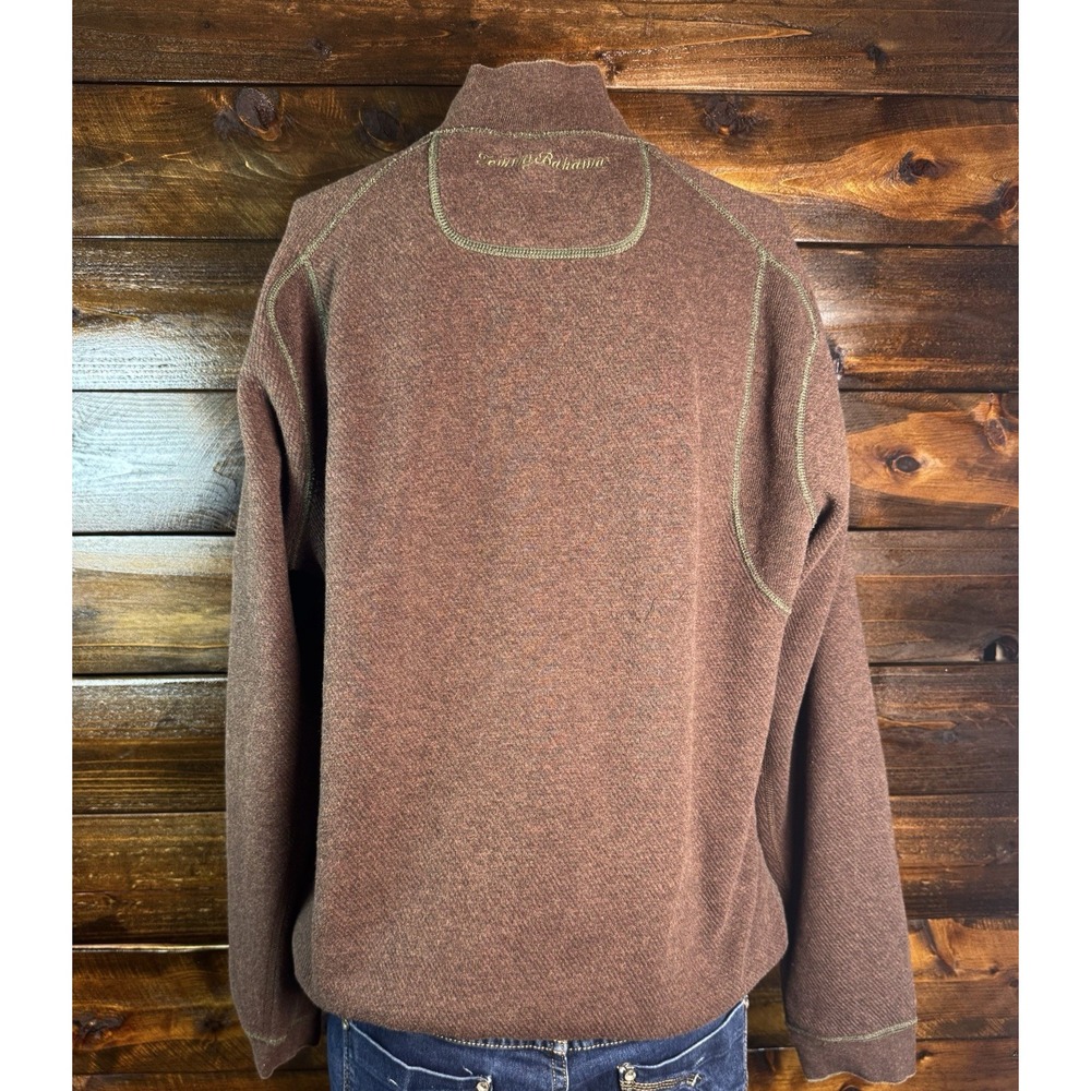 Tommy Bahama Reversible 1/4 Zip Ribbed Knit Pull Olive Green/Brown Men's Large‎ - Picture 8 of 15